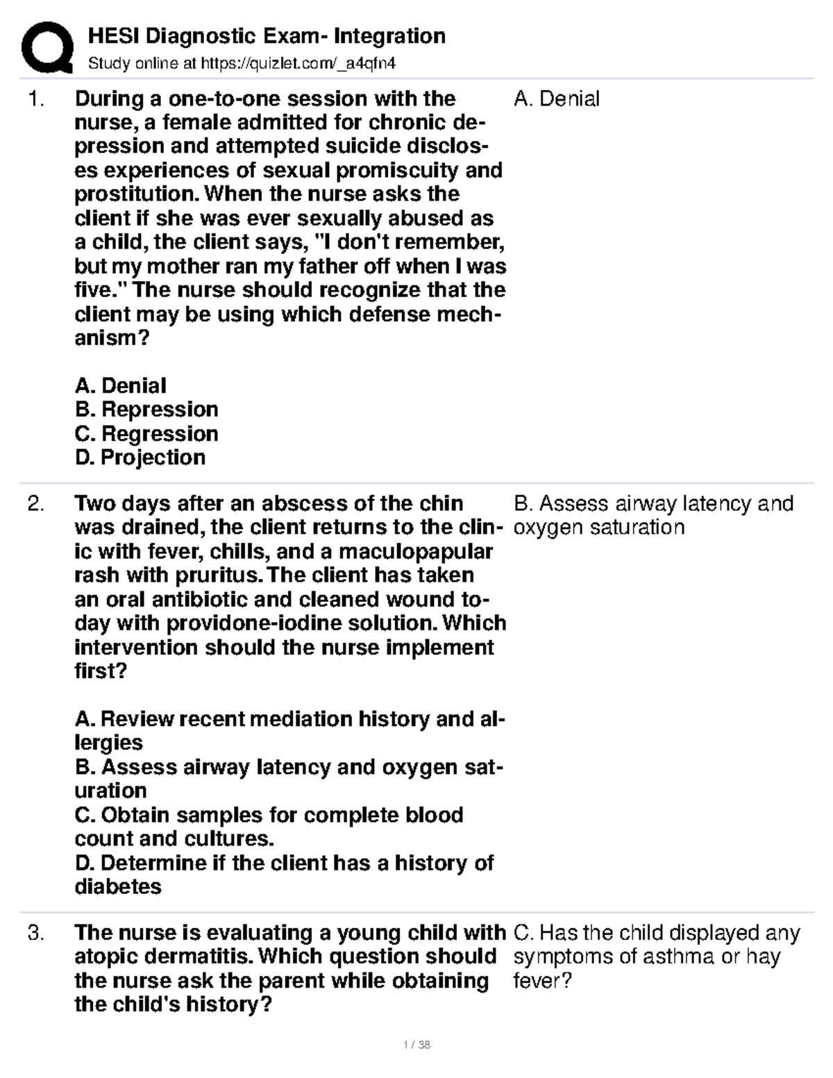 ocd hesi case study quizlet