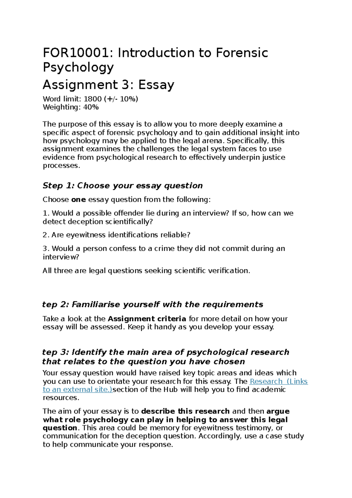 forensic psychology essay plans