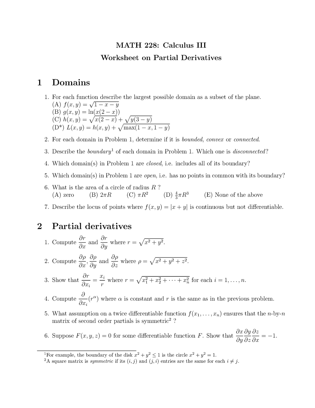 Partial Derivative Ln X 2 Y 2
