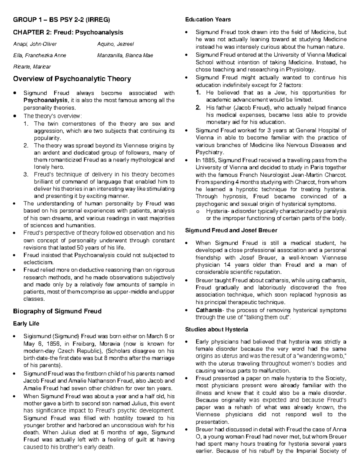 Theories of Personality Chapter 2: Sigmund Freud and Psychoanalysis ...