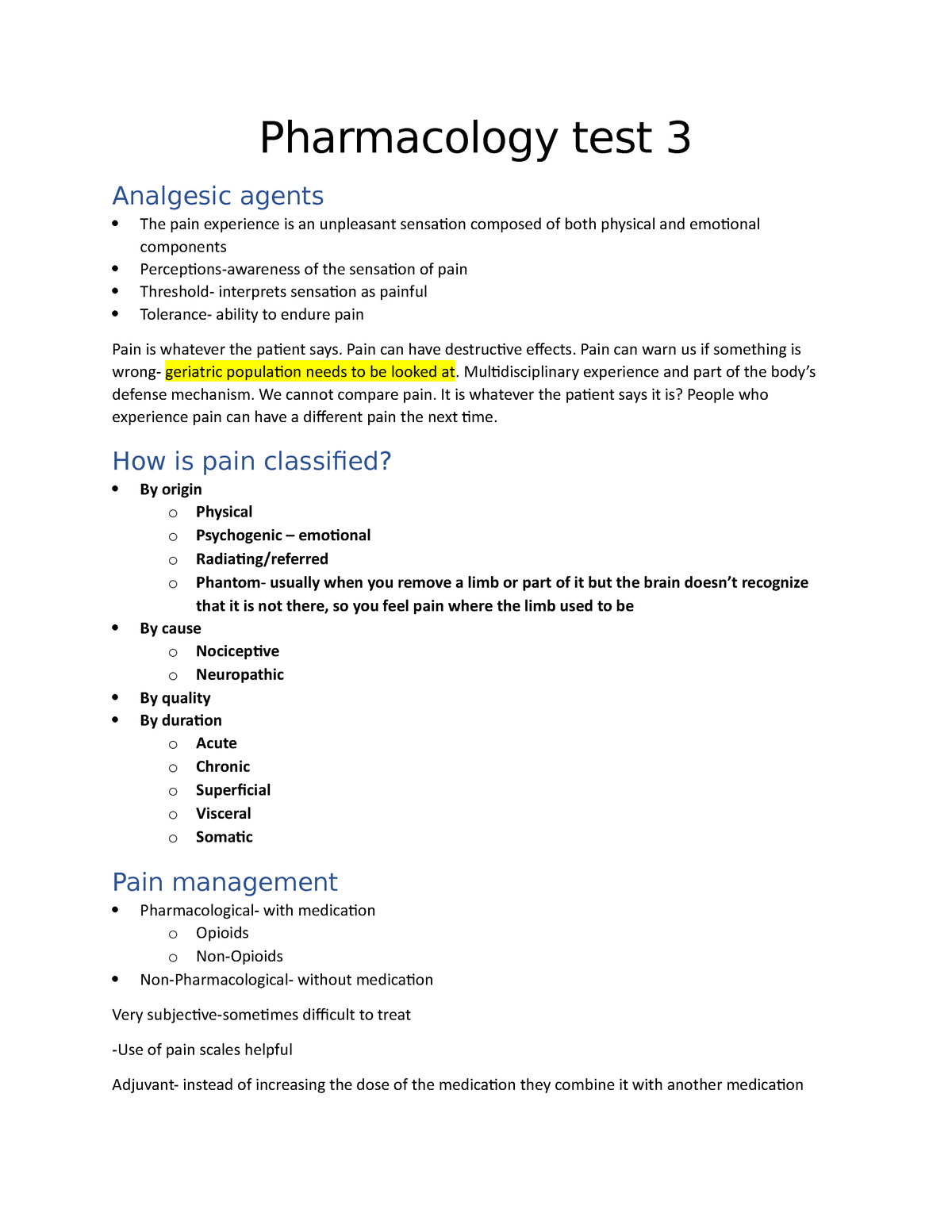 pharmacology case study quiz