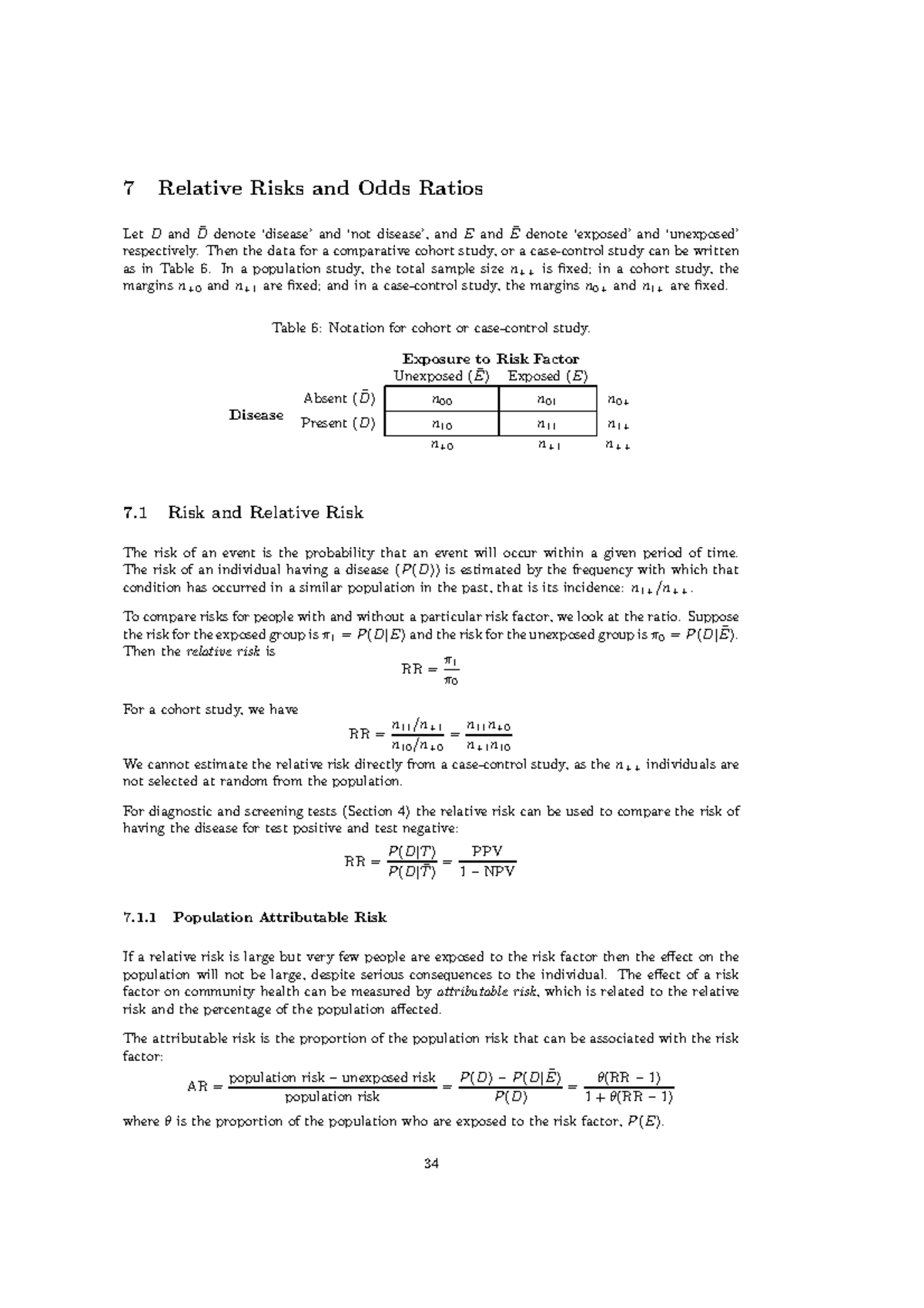 Ma 12 13 Lecture Notes 7 Relative Risks And Odds Ratios Studocu