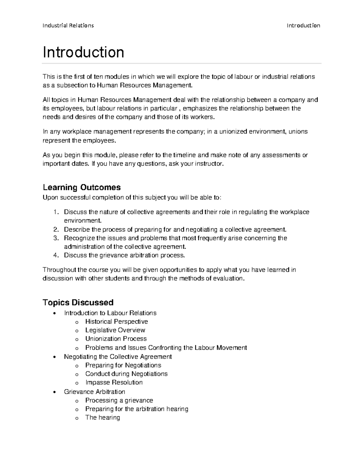 1. Introduction - Lecture Notes - Industrial Relations Introduction ...