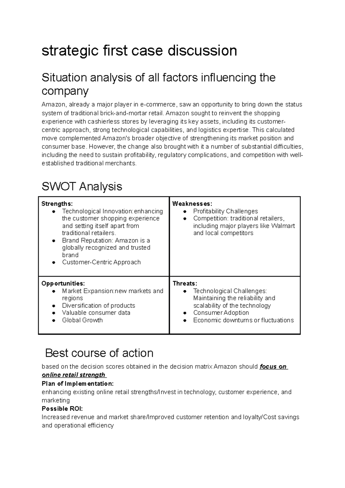 case study discussion - strategic first case discussion Situation ...