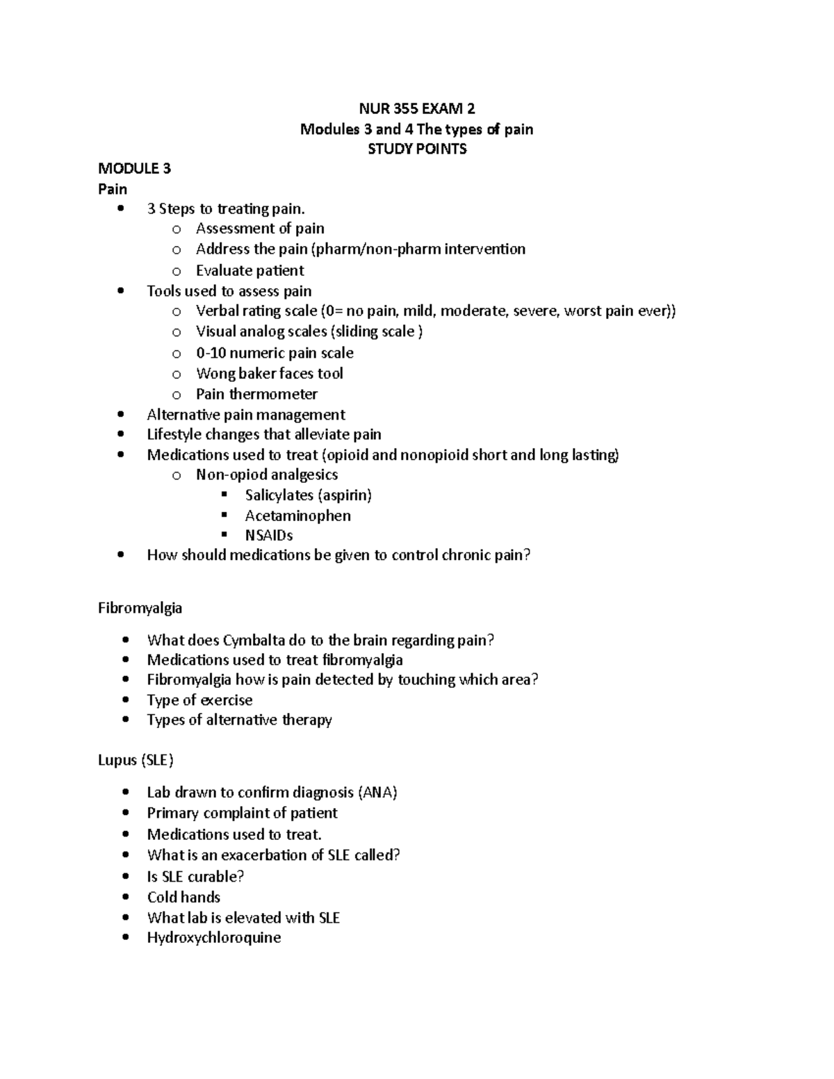 NUR355 Exam 2 study guide - NUR 355 EXAM 2 Modules 3 and 4 The types of ...