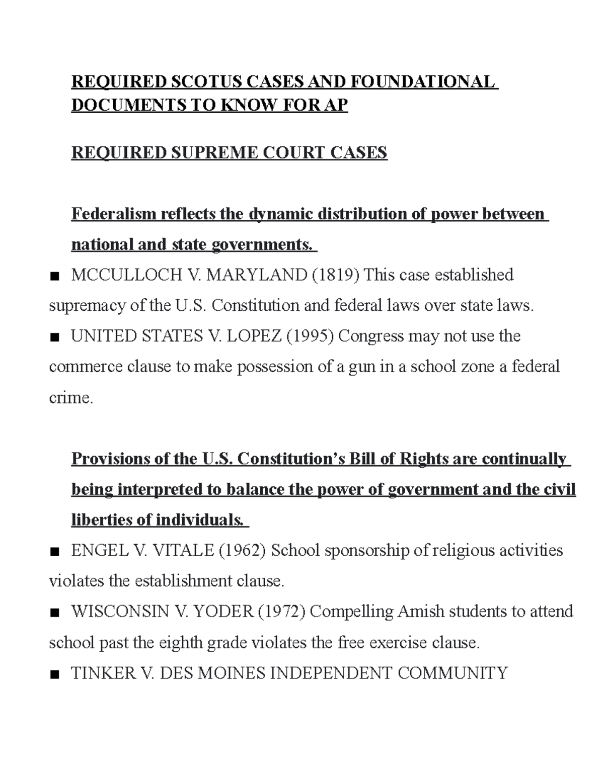 Required scotus and foundational docs - REQUIRED SCOTUS CASES AND ...