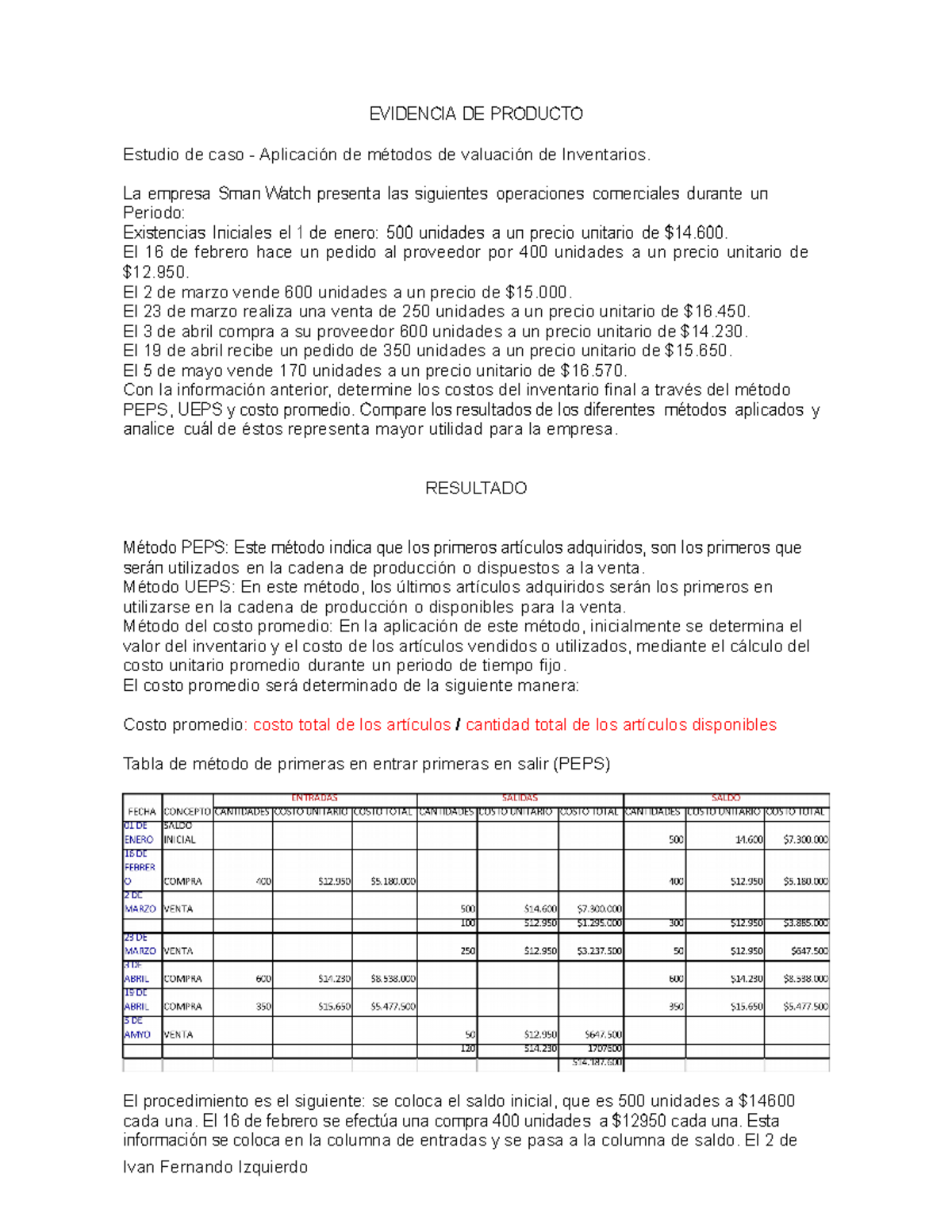 Estudio De Caso. Aplicación De Métodos De Valuación De Inventarios - La ...