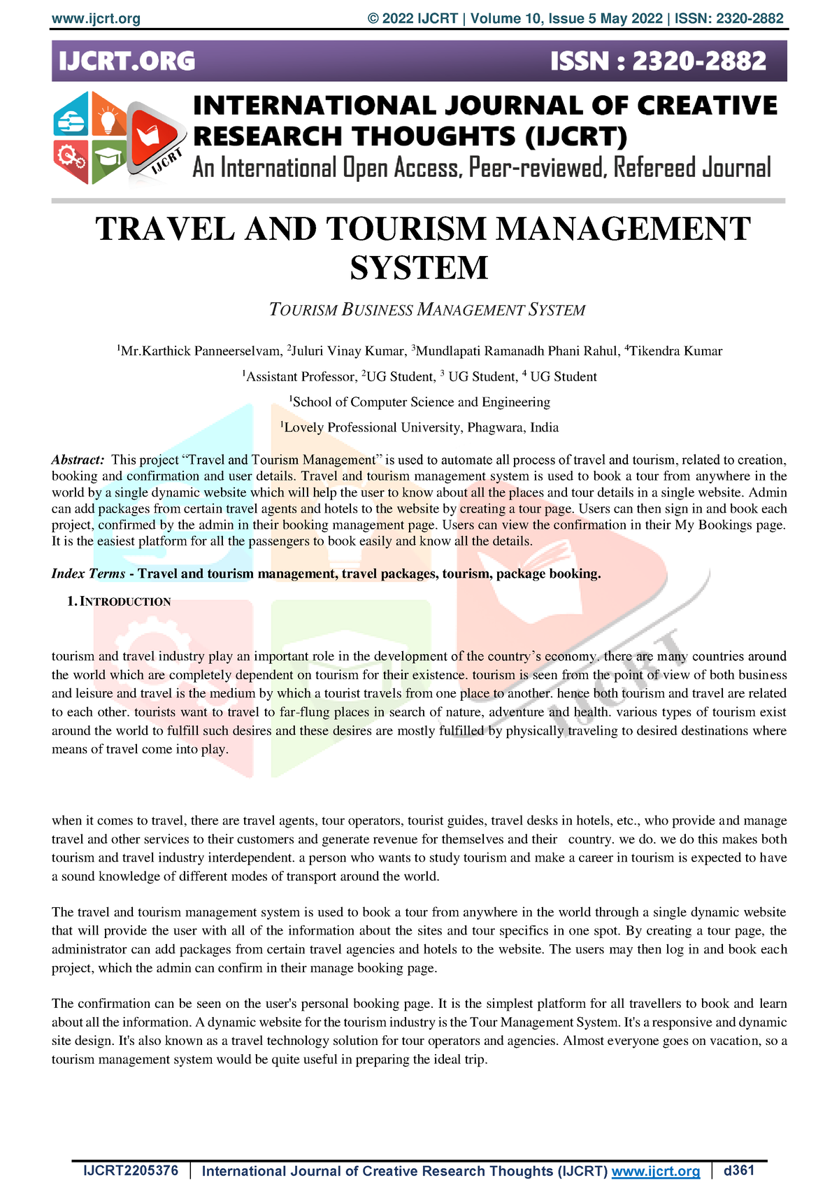 research title related to tourism management