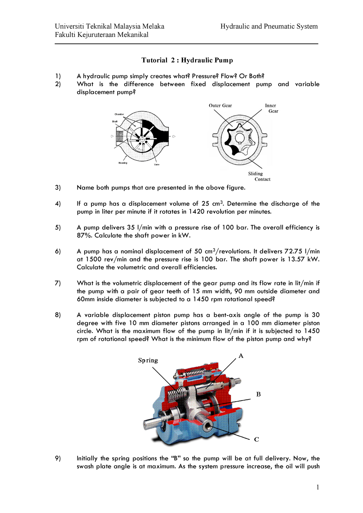 Tutorial 2 Hydraulic And Pneumatic - Universiti Teknikal Malaysia ...