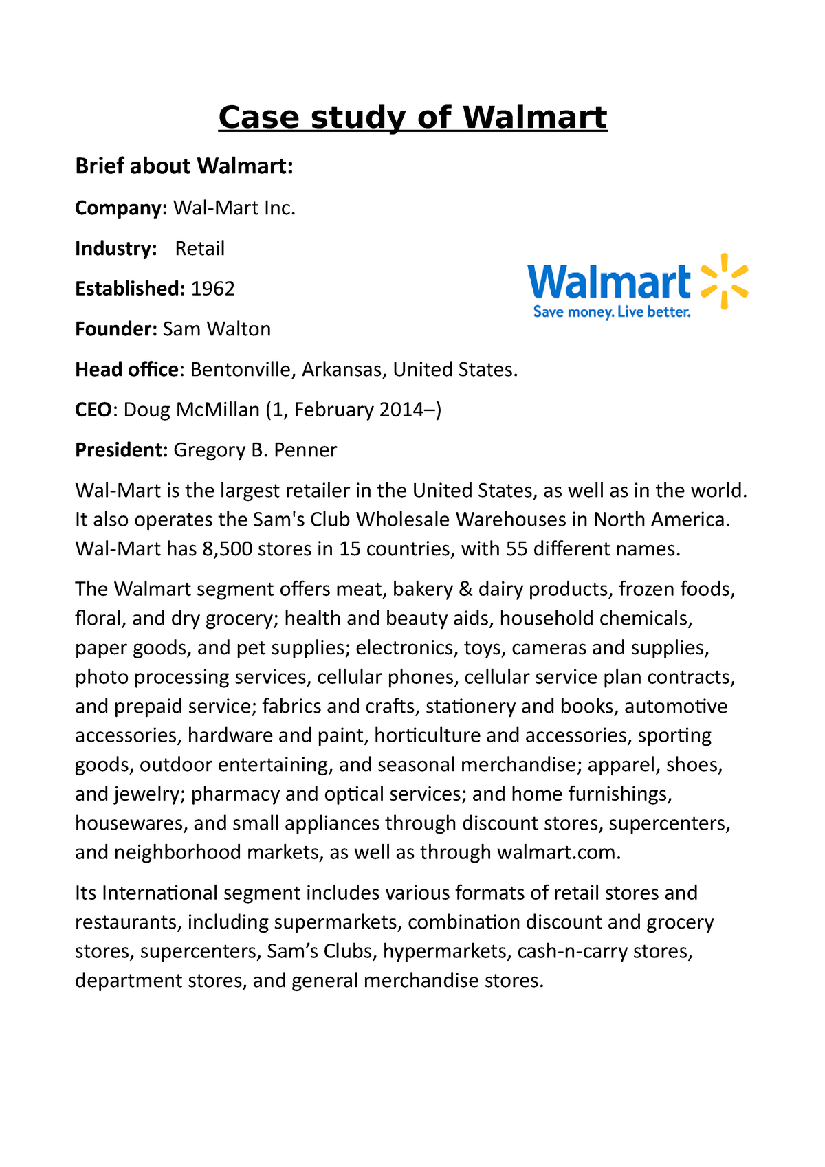 working conditions at walmart case study