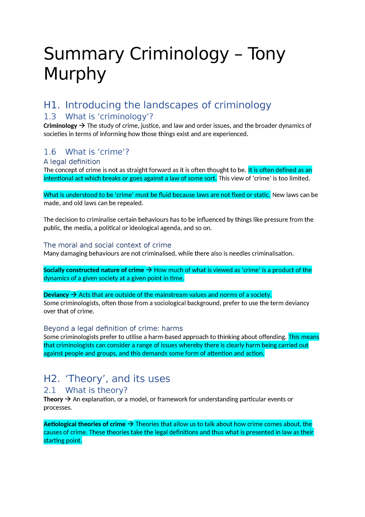 criminology case study summary