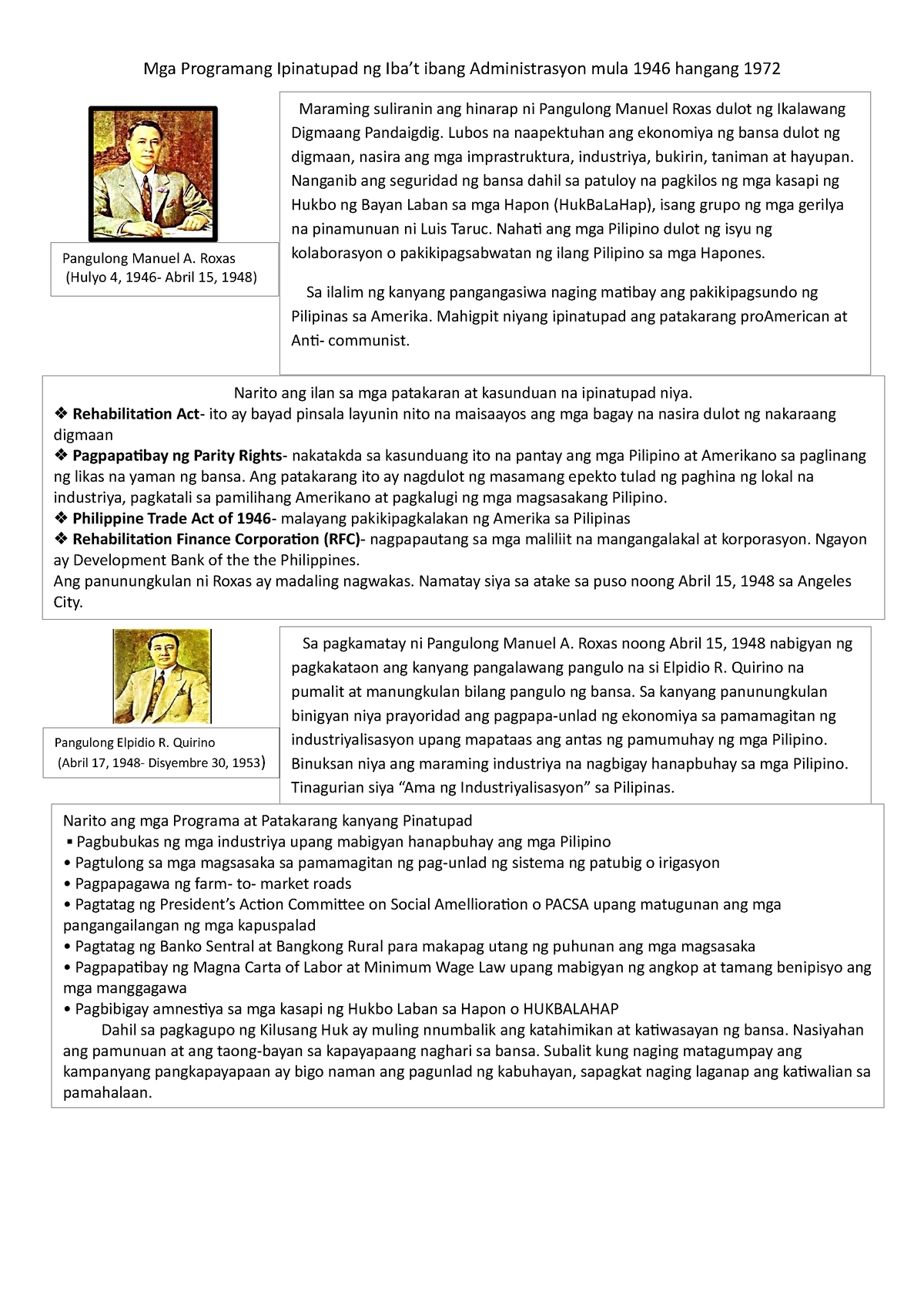 Ap 6 SLM Module 2 - Mga Programang Ipinatupad Ng Iba’t Ibang ...