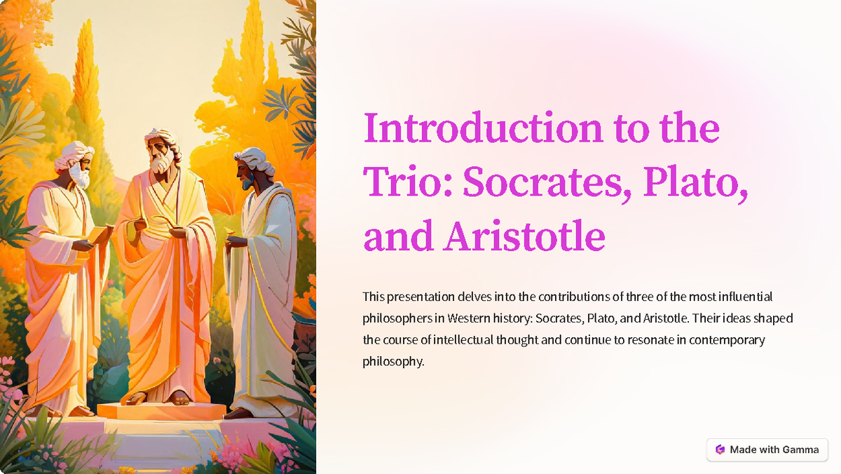 Introduction to the Trio Socrates Plato and Aristotle - Introduction to ...