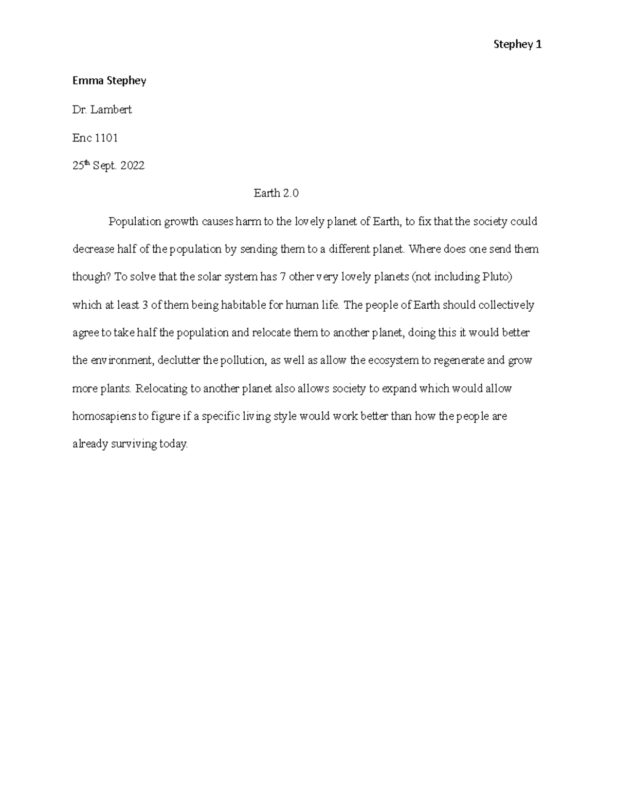 Stephey Emma Intro - An starter essay for the course on writing each ...