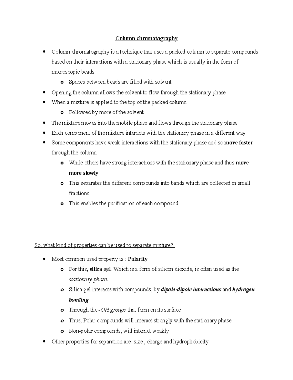 column chromatography lab summer 2020 - Column chromatography Column ...
