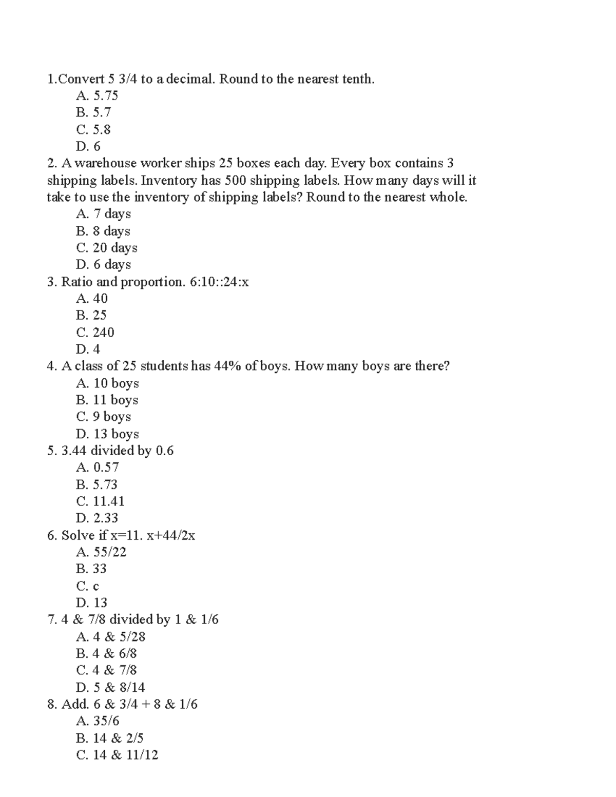 V1 Hesimath GEN - Good - 1 5 3/4 to a decimal. Round to the nearest ...