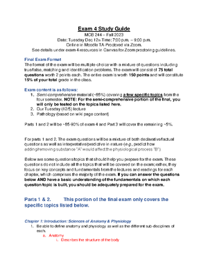Exam 3 Review Guide - Exam 3 Study Guide – PART ONE - Chapter 8 MCB 244 ...