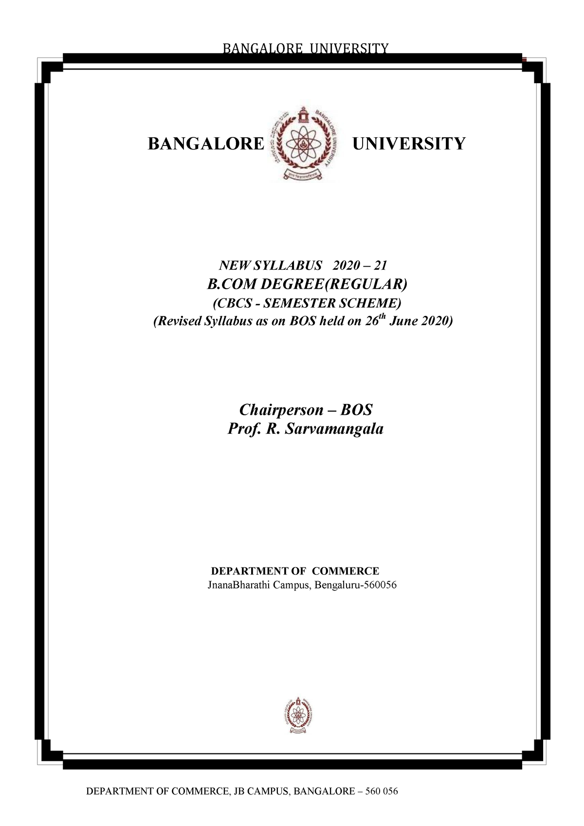 BCom Syllabus For The Year 2020-2023 - BANGALORE UNIVERSITY NEW ...