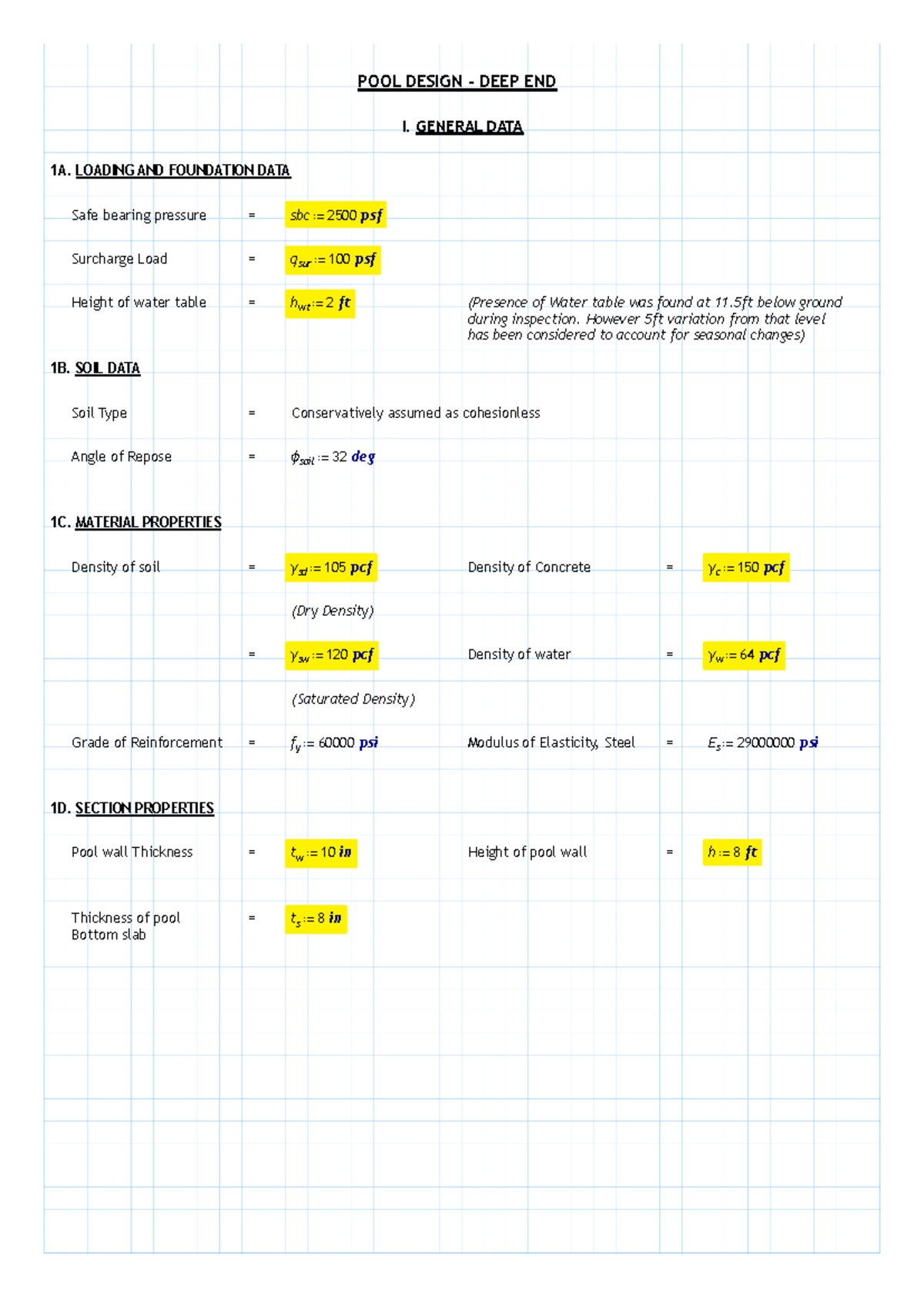 Pool design calculations as per ACI standards - POOL DESIGN - DEEP END ...