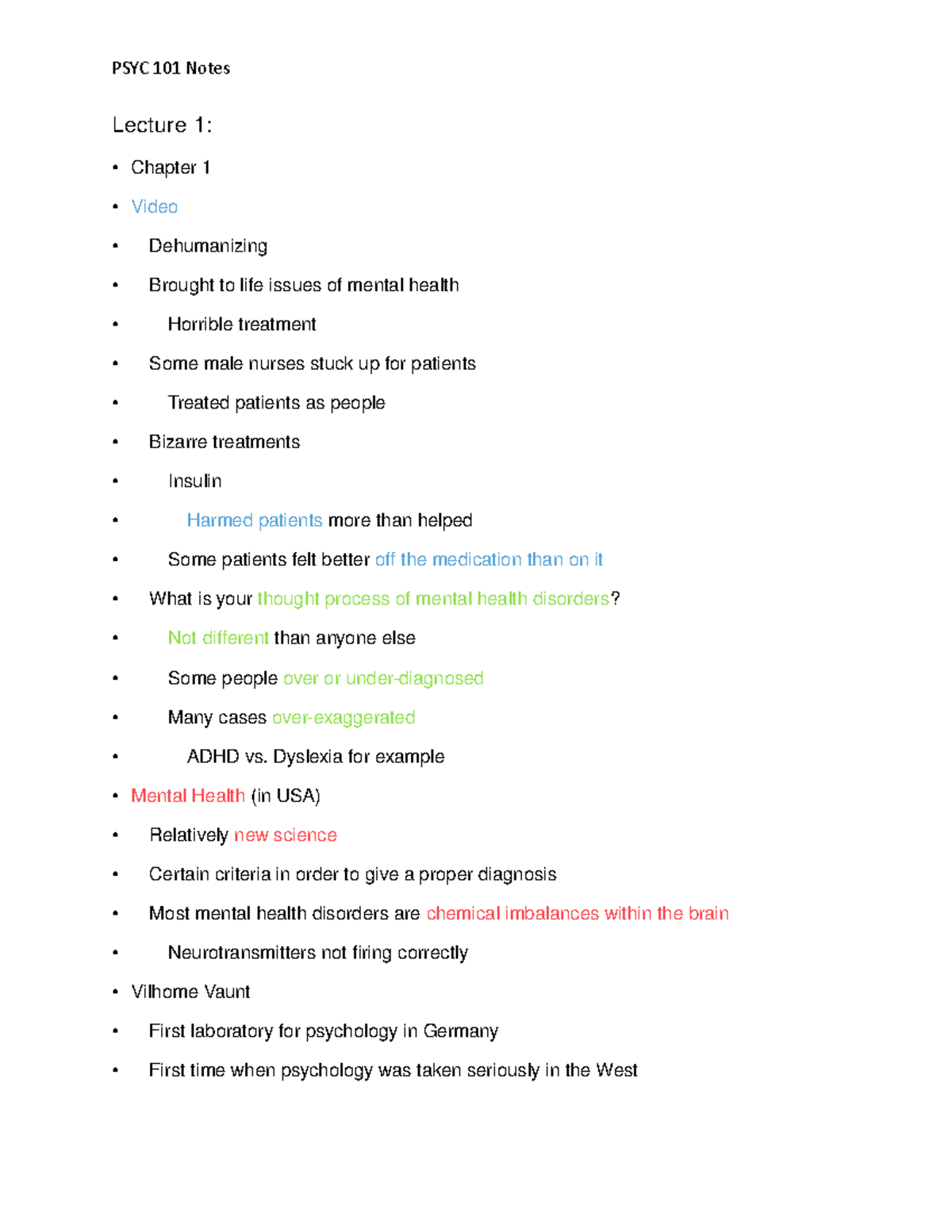 PSYC 101 Lecture Notes - Took this class with Jennifer Dudley. Awesome ...