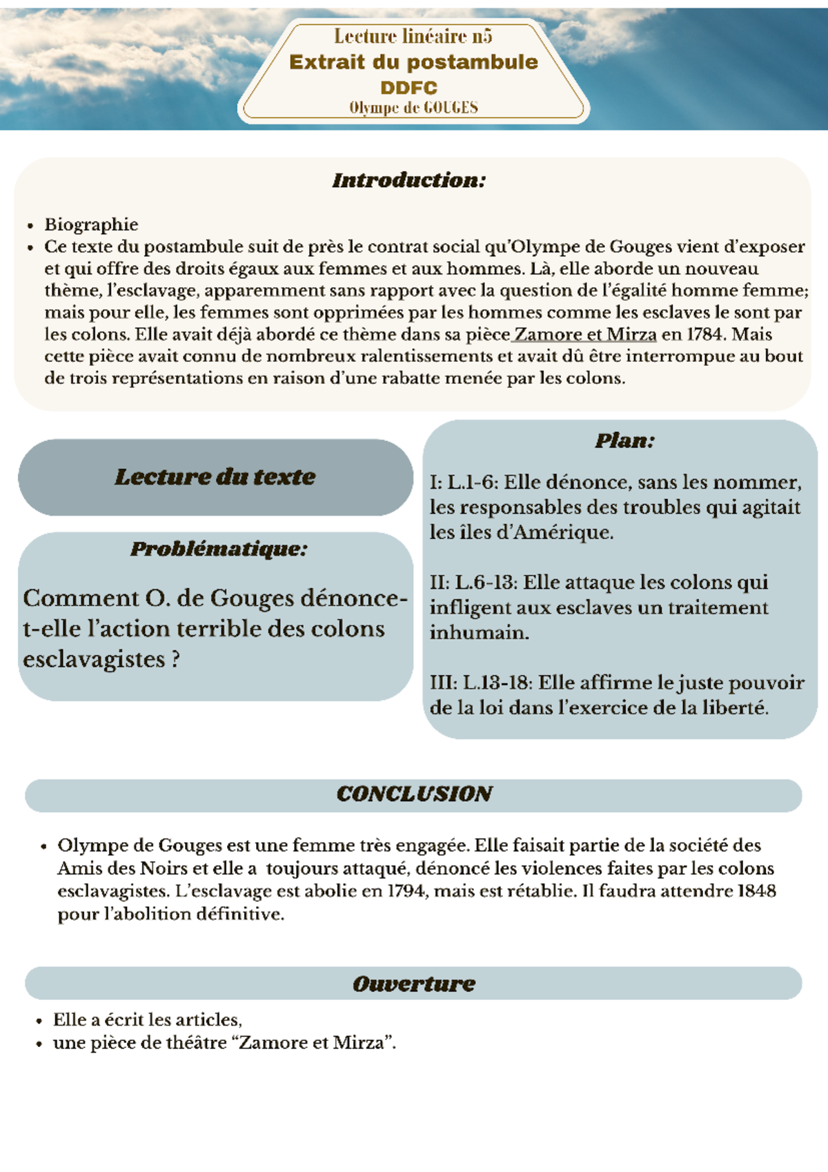 Lecture linéaire n5 - Français - Studocu