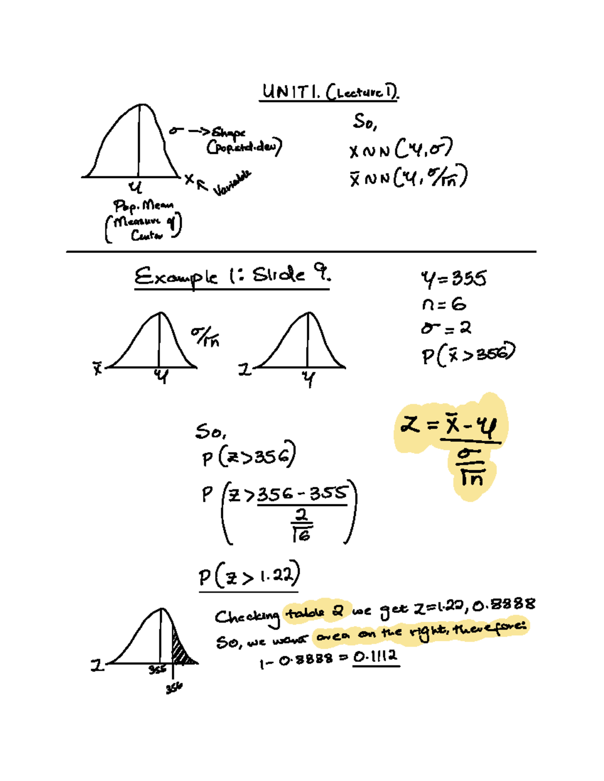 Statistics 2000 - Unit 1,2 & 3 - Handwritten Short Notes - μ UNIT ...