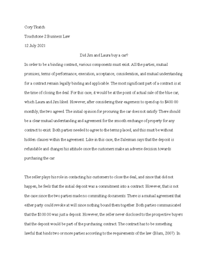 BUS 206 Case Analysis Lucy V Zehmer - Module Six Case Analysis Joseph ...