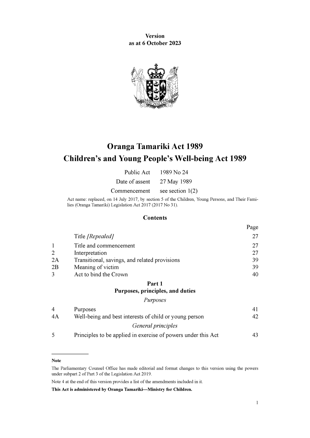 Oranga Tamariki Act 1989 - Oranga Tamariki Act 1989 Children’s and ...