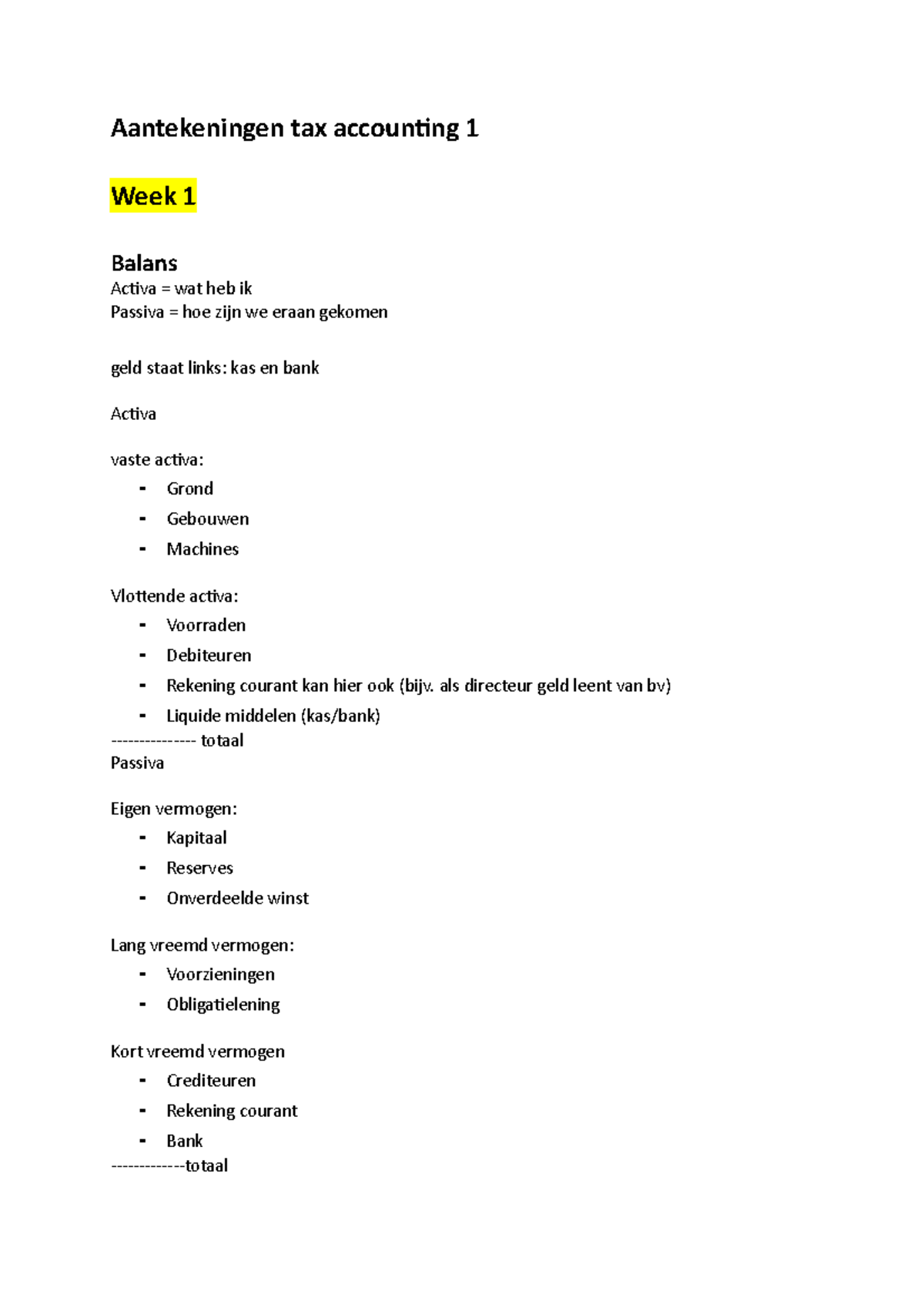 Hoorcollege Aantekeningen Tax Accounting 1 - Aantekeningen Tax ...