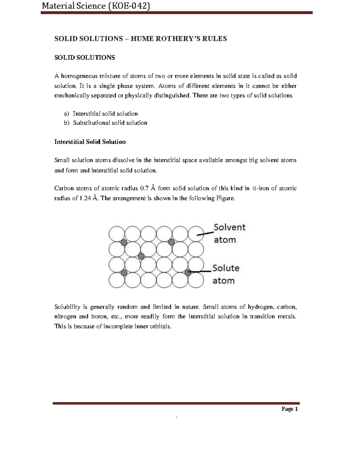 Material unit 1 - SOLID SOLUTIONS – HUME ROTHERY’S RULES SOLID ...