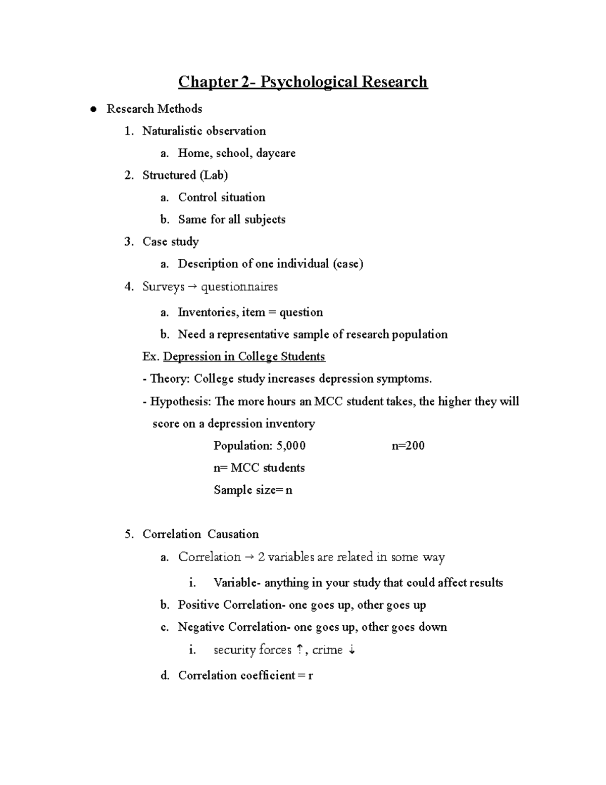 Chapter 2- Psychological Research - Naturalistic Observation A. Home ...