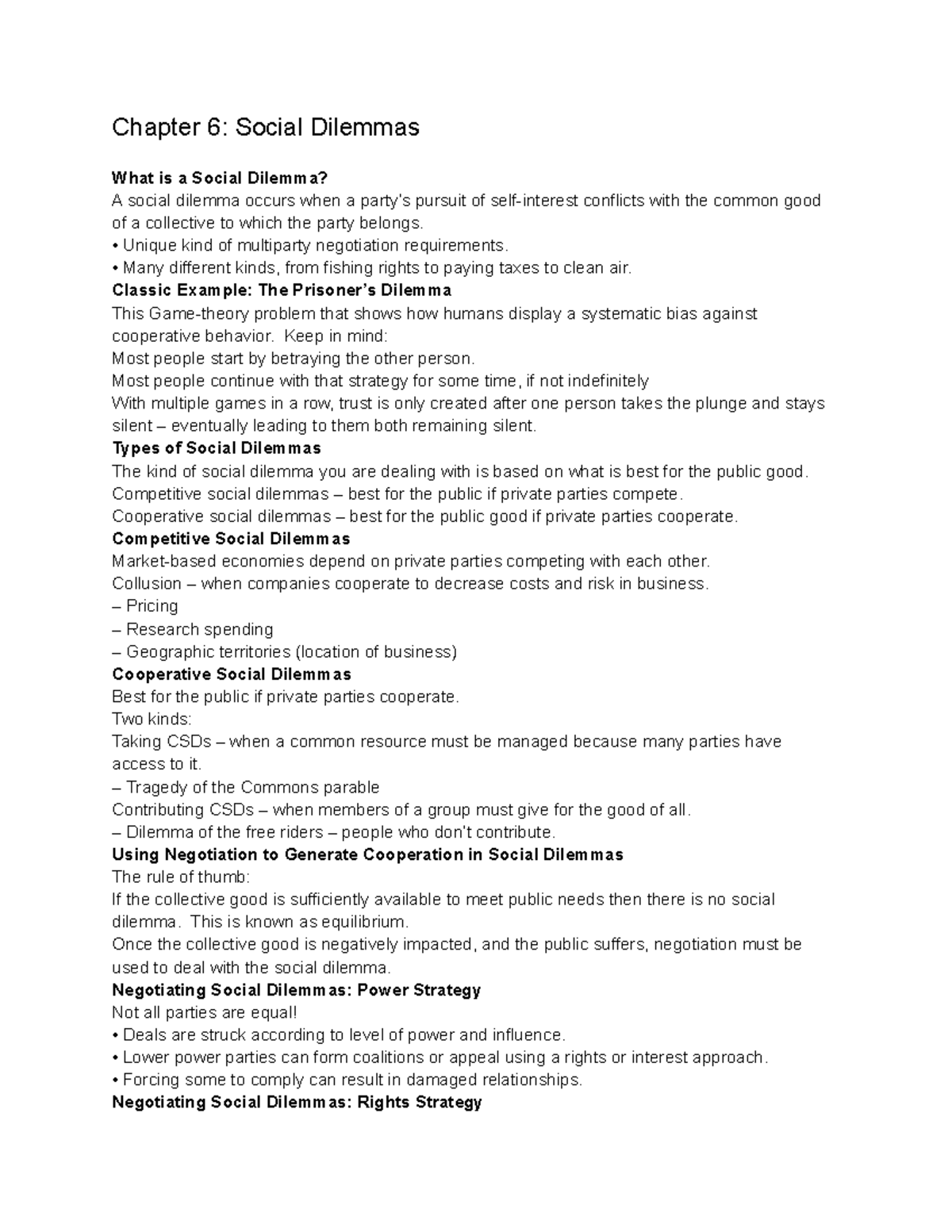 MAN 3442 Chapter 6 Chapter 6 Social Dilemmas What is a Social