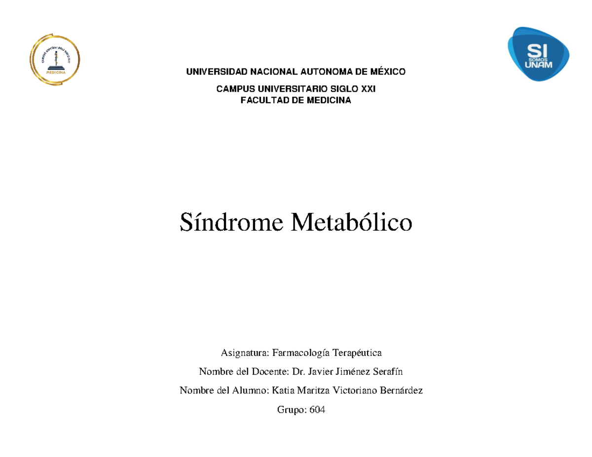 Historia Natural De La Enfermedad Sindrome Metabolico Universidad Nacional Autonoma De MÉxico 6853