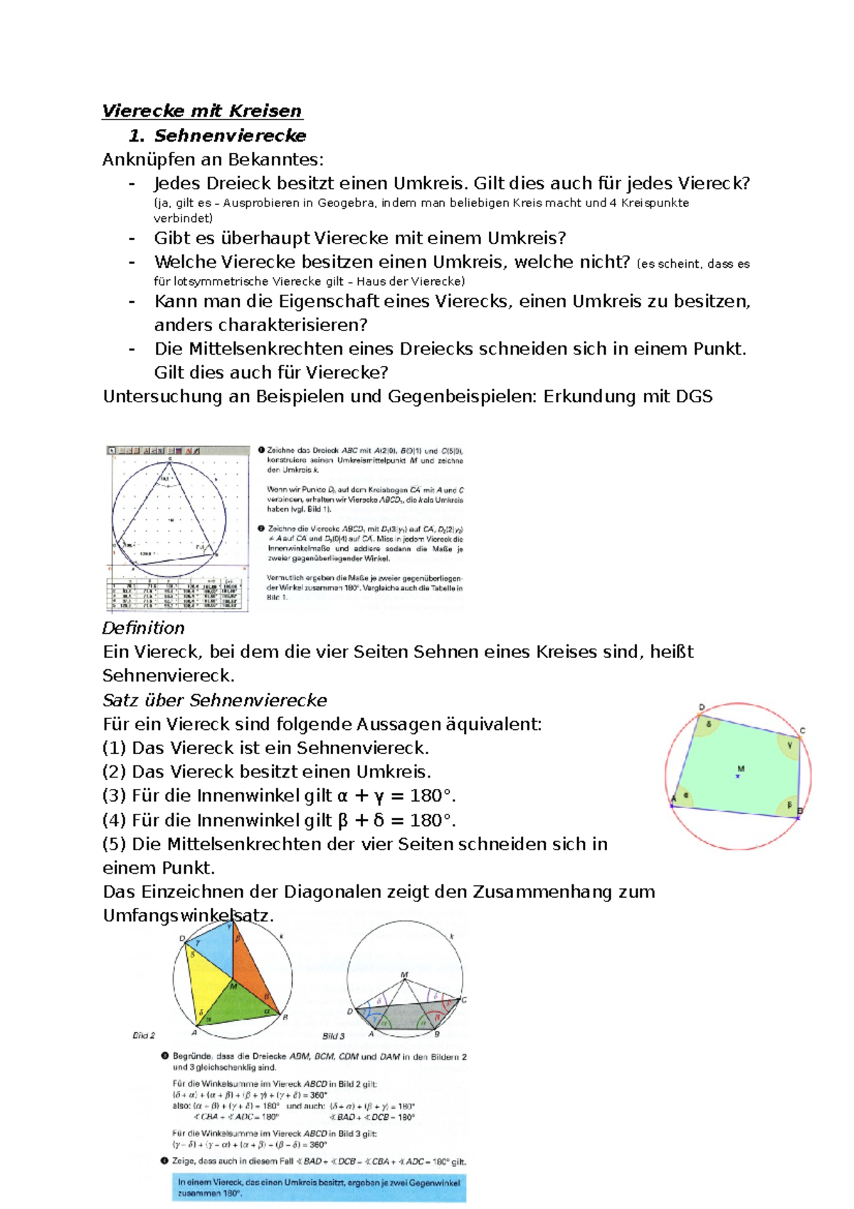 Didaktik Der Geometrie In Der Grundschule Pdf Didaktik der Geometrie 7 - Vierecke mit Kreisen 1. Sehnenvierecke