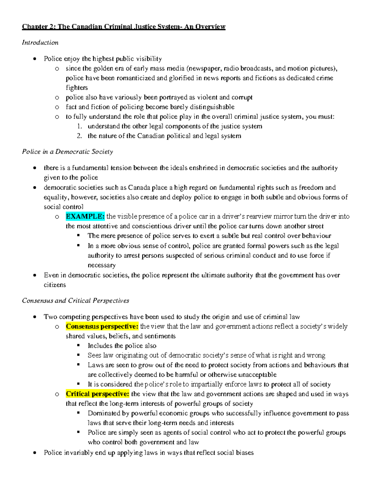 Canadian Policing- Chapter 2 Notes - Chapter 2: The Canadian Criminal ...