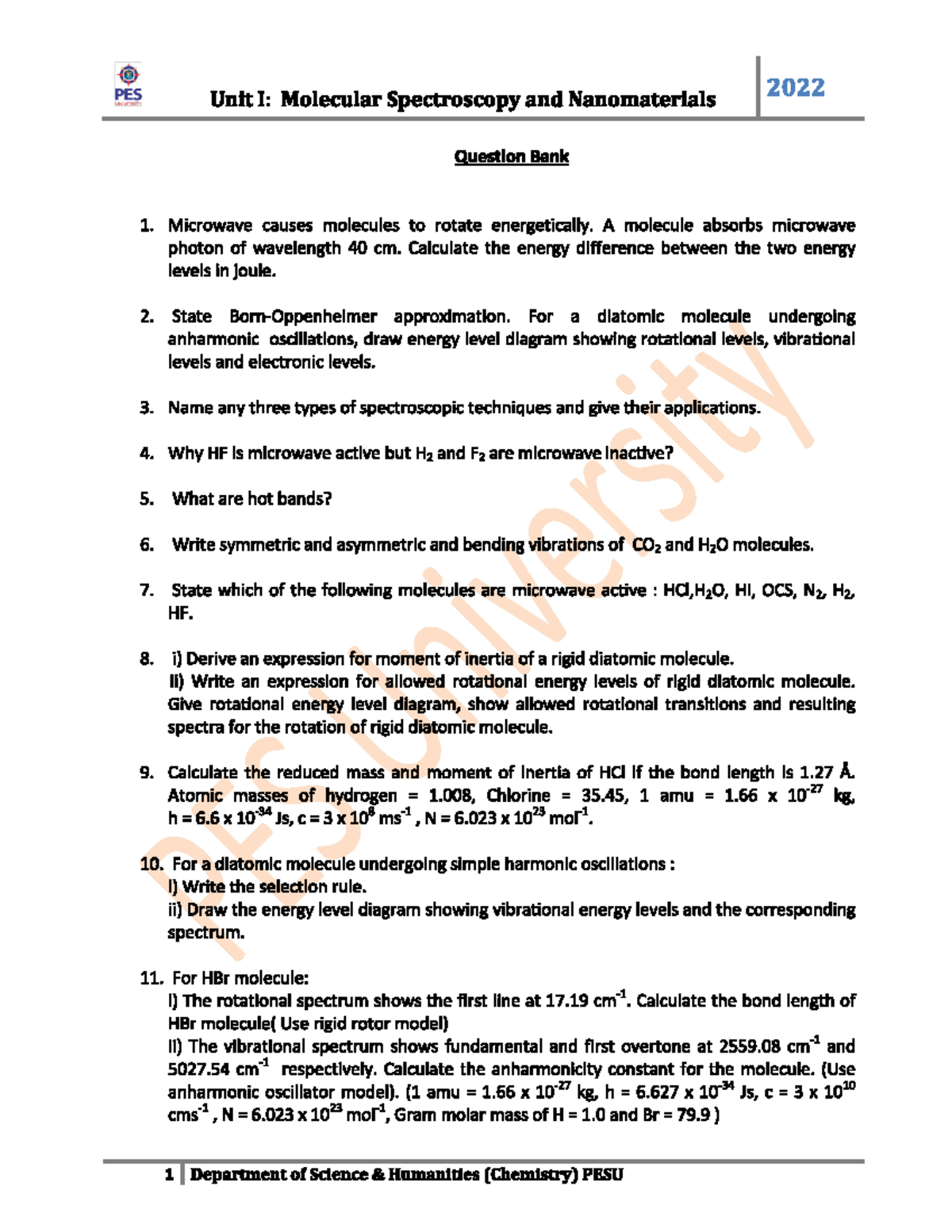 Eng chem spectroscopy question bank engineering chemistry Studocu