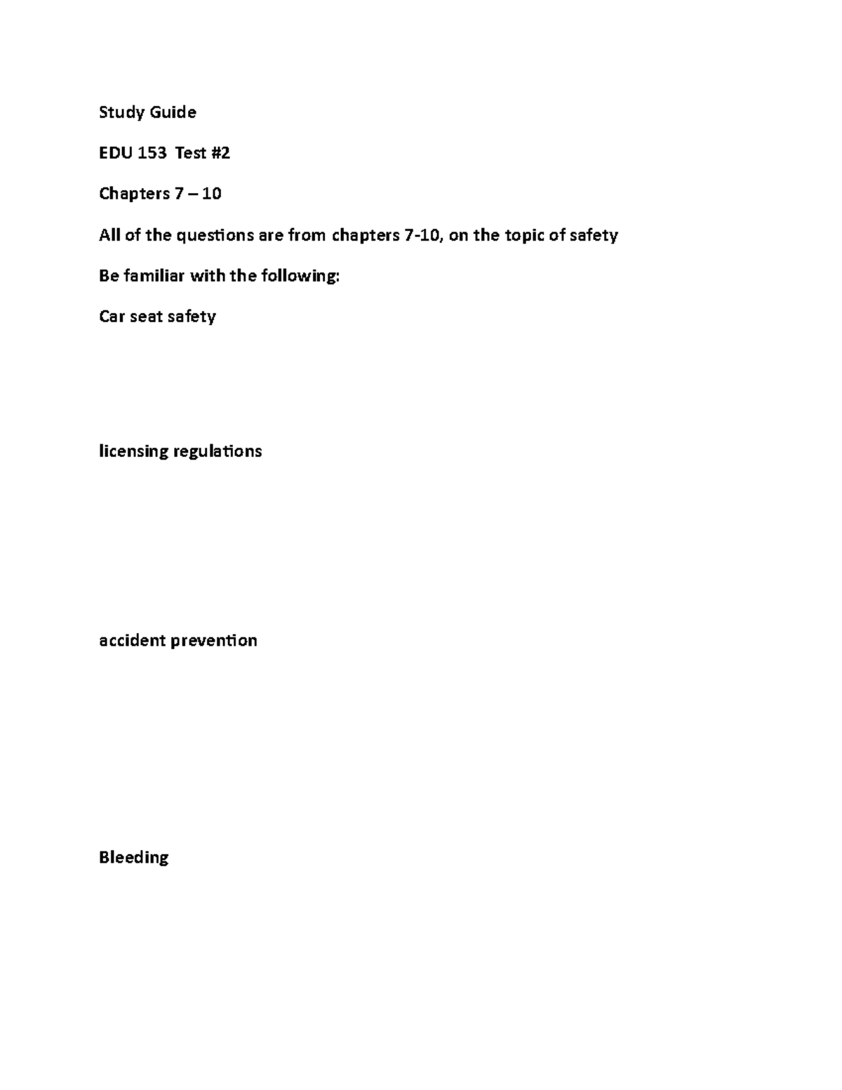 Study Guide Test #2 - Study Guide EDU 153 Test # Chapters 7 – 10 All of ...