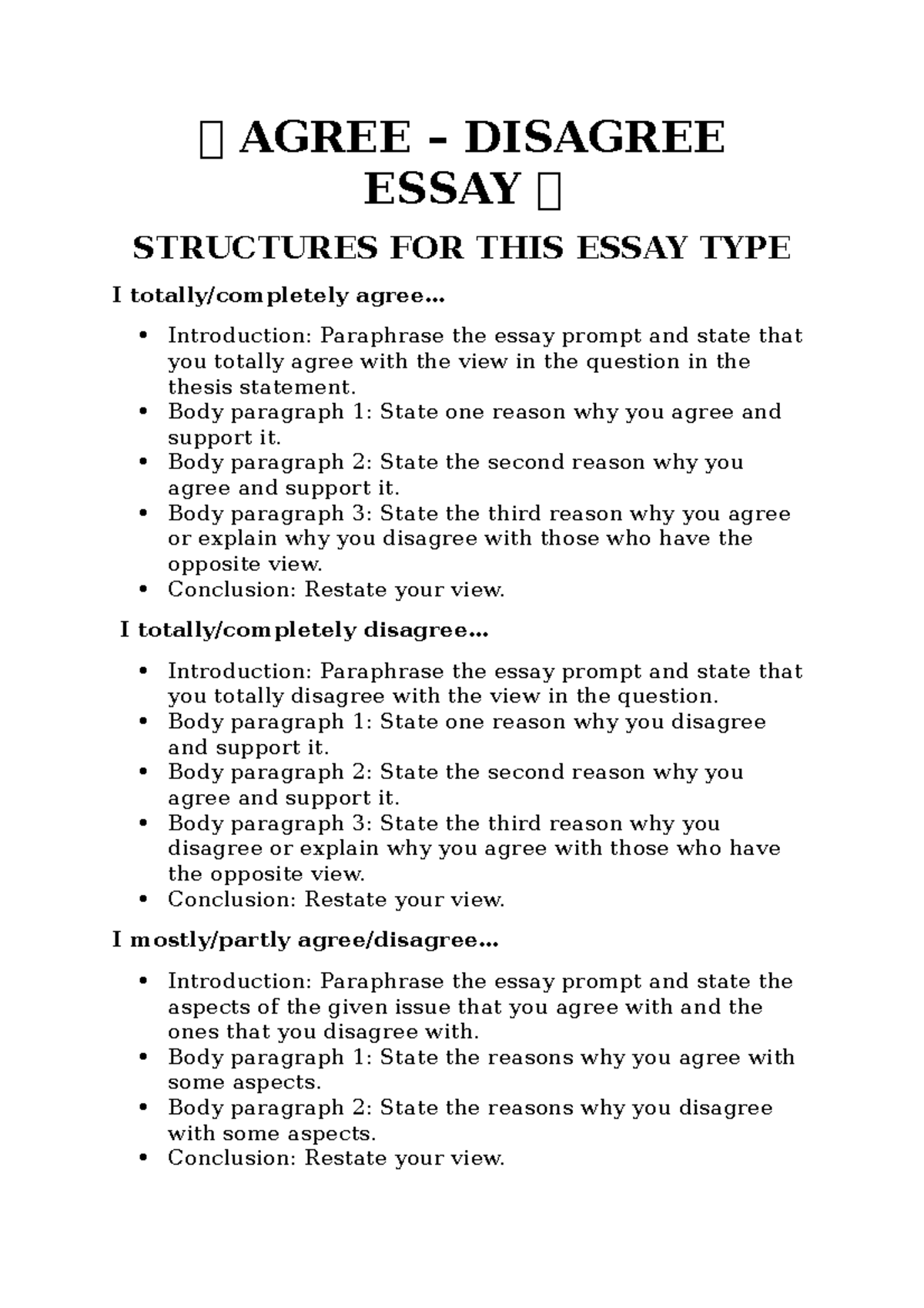 essay agree structure