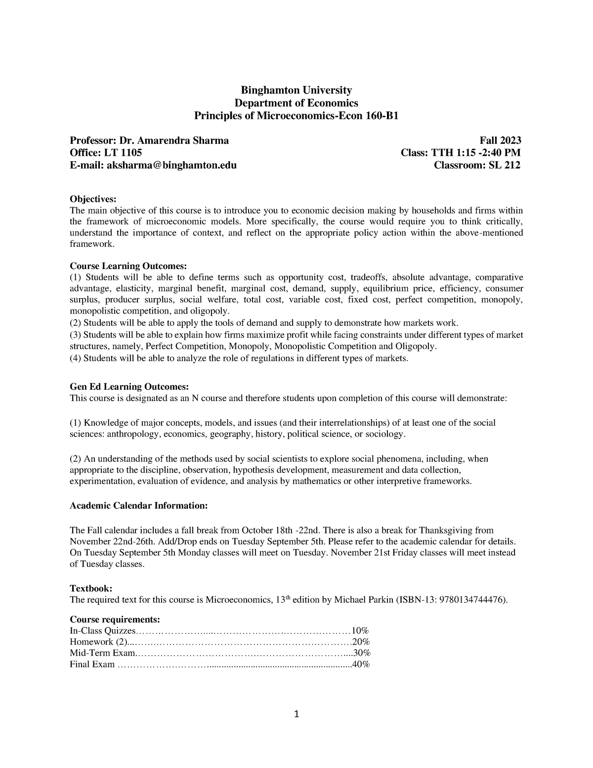 Economics 160 Syllabus - Binghamton University Department Of Economics ...