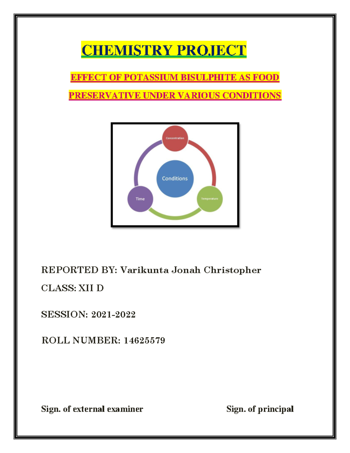 Chem proj sample Good CHEMISTRY PROJECT EFFECT OF POTASSIUM