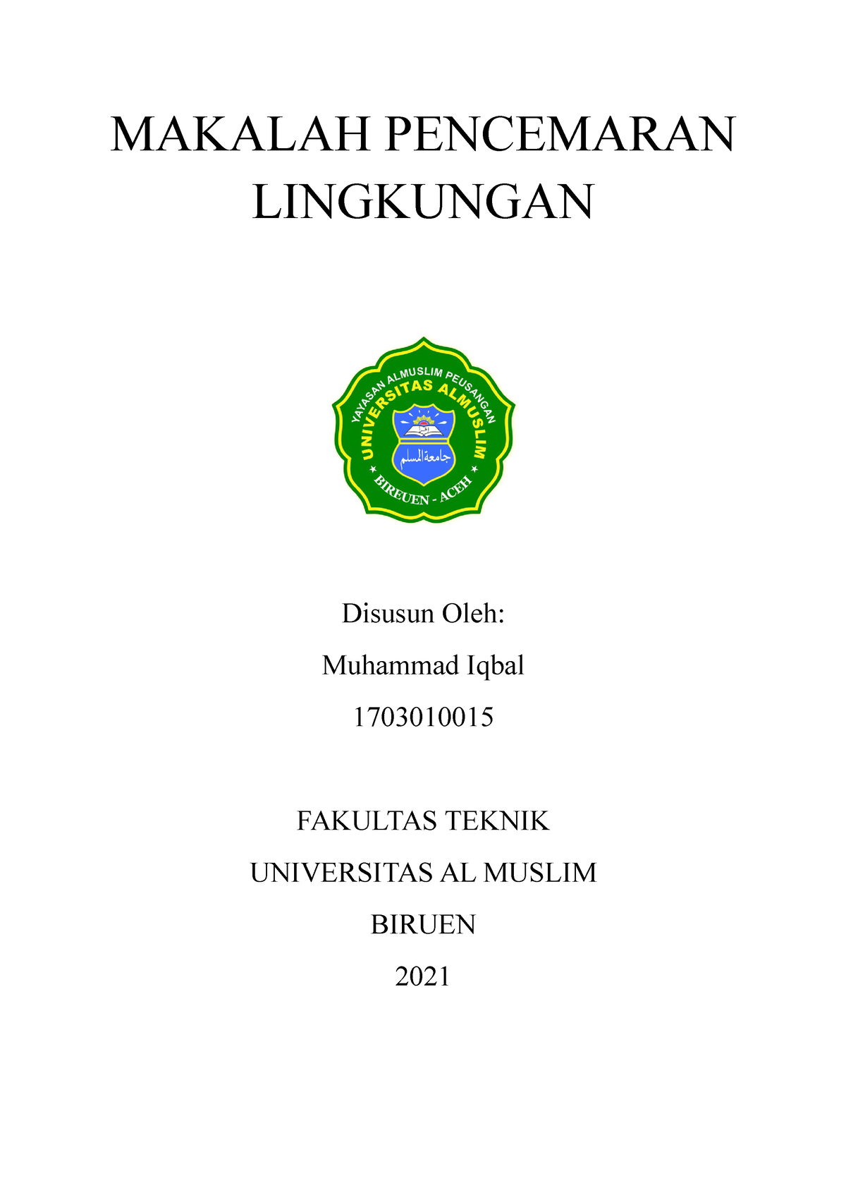 contoh essay pencemaran lingkungan