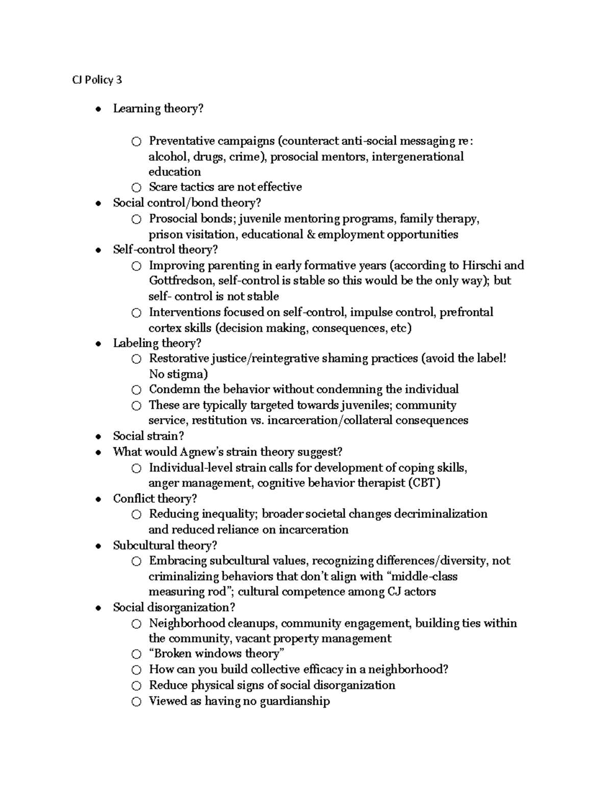 CJ Policy 3 - CJ Policy 3 Learning theory? Preventative campaigns ...