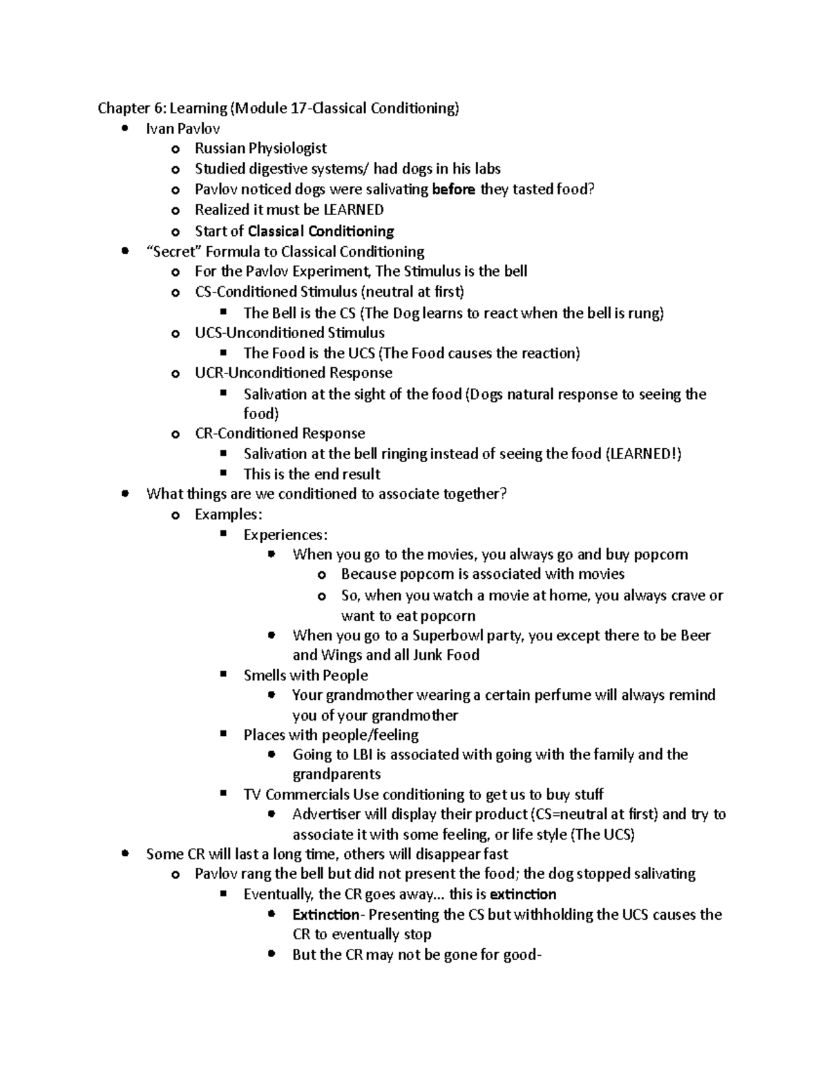 Chapter 6: Learning - Chapter 6: Learning (Module 17-Classical ...