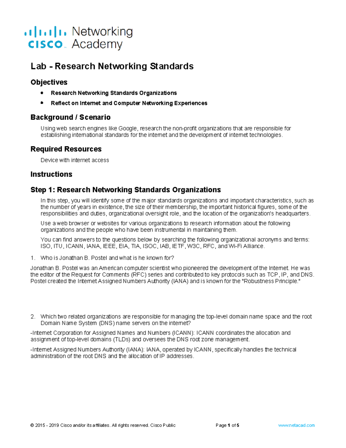 3.4.4 Lab Research Networking Standards Objectives Research