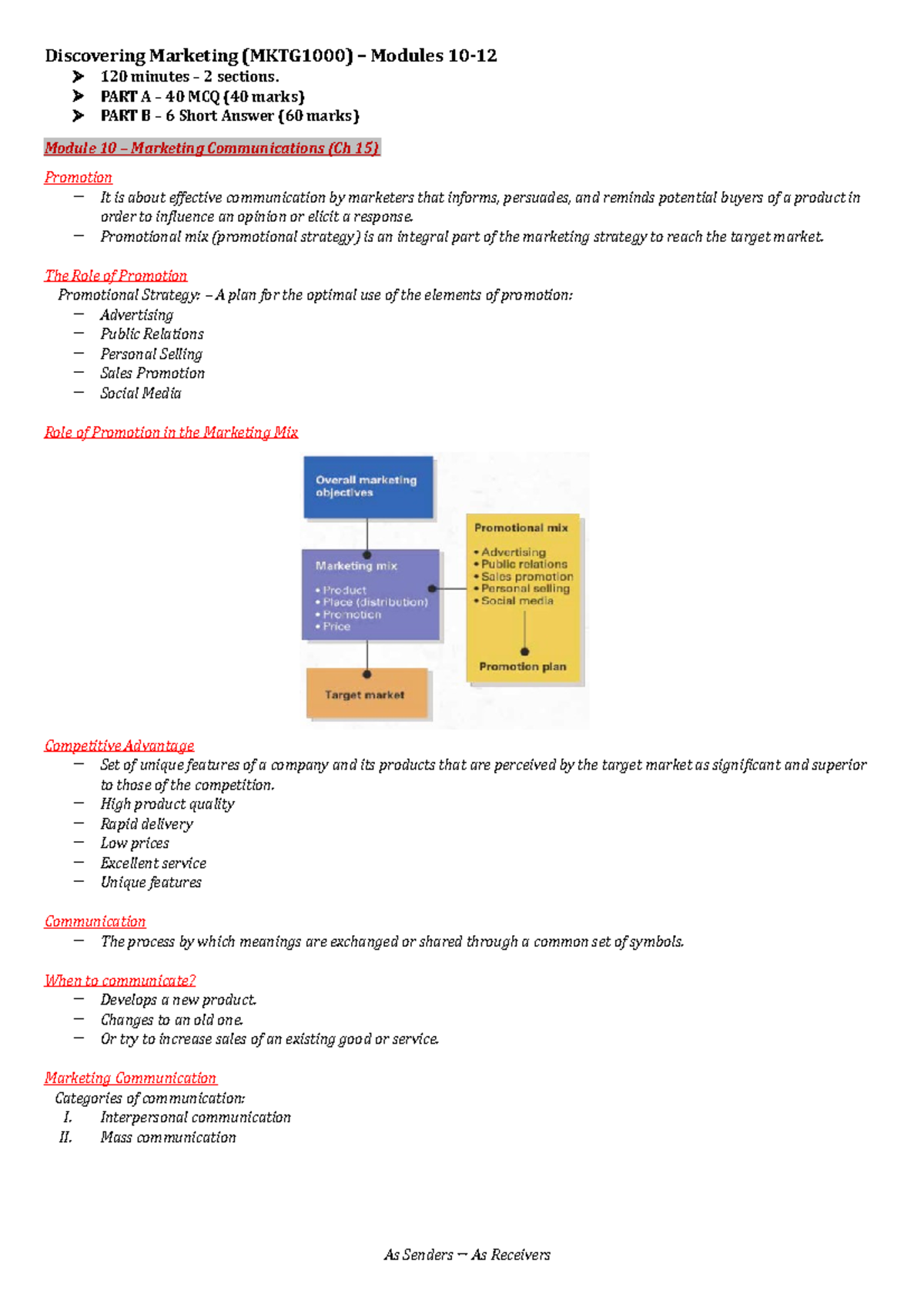 MKTG - Exam Notes - Summary Marketing - Discovering Marketing Modules ...