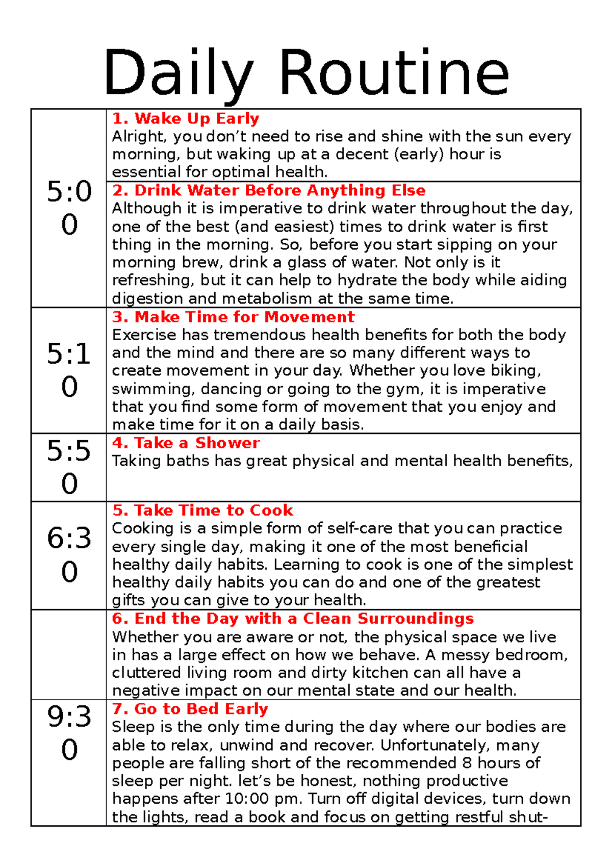 Daily Routine - Daily Routine 5: 0 1. Wake Up Early Alright, you don’t ...