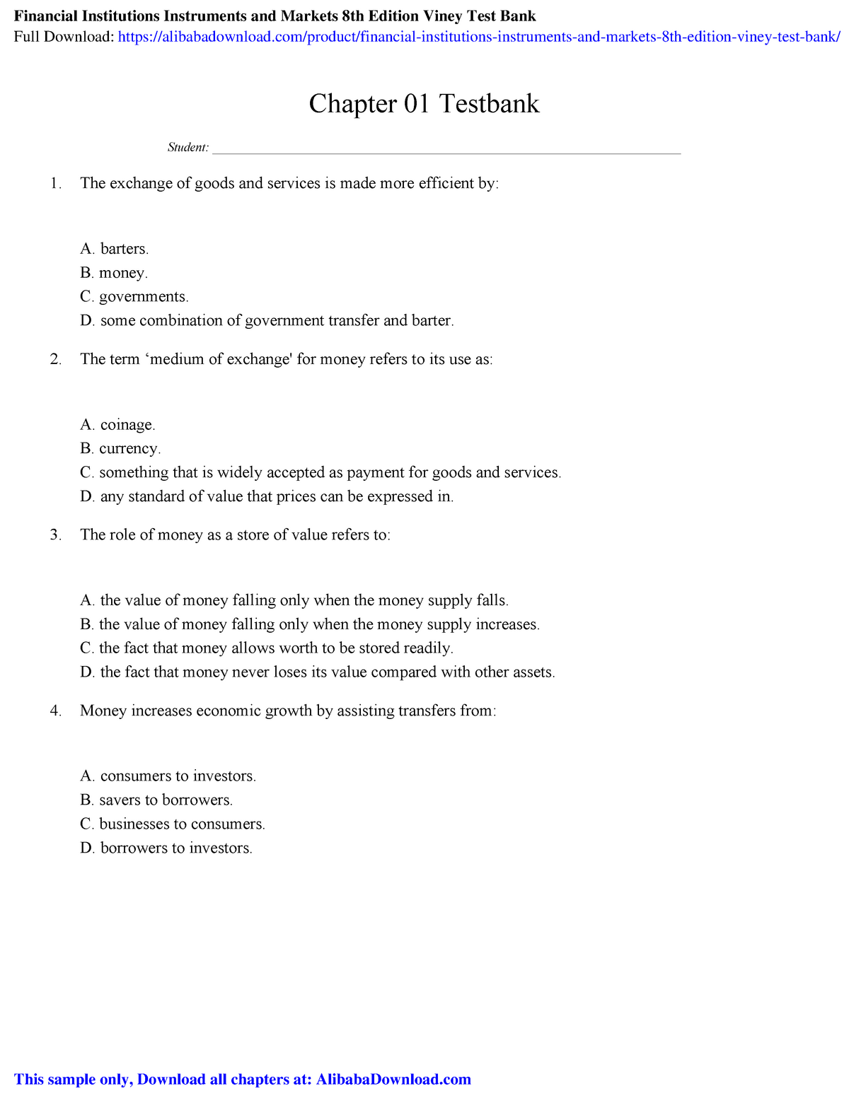 Chap1 Testbank - Chapter 01 Testbank _Student: - Studocu