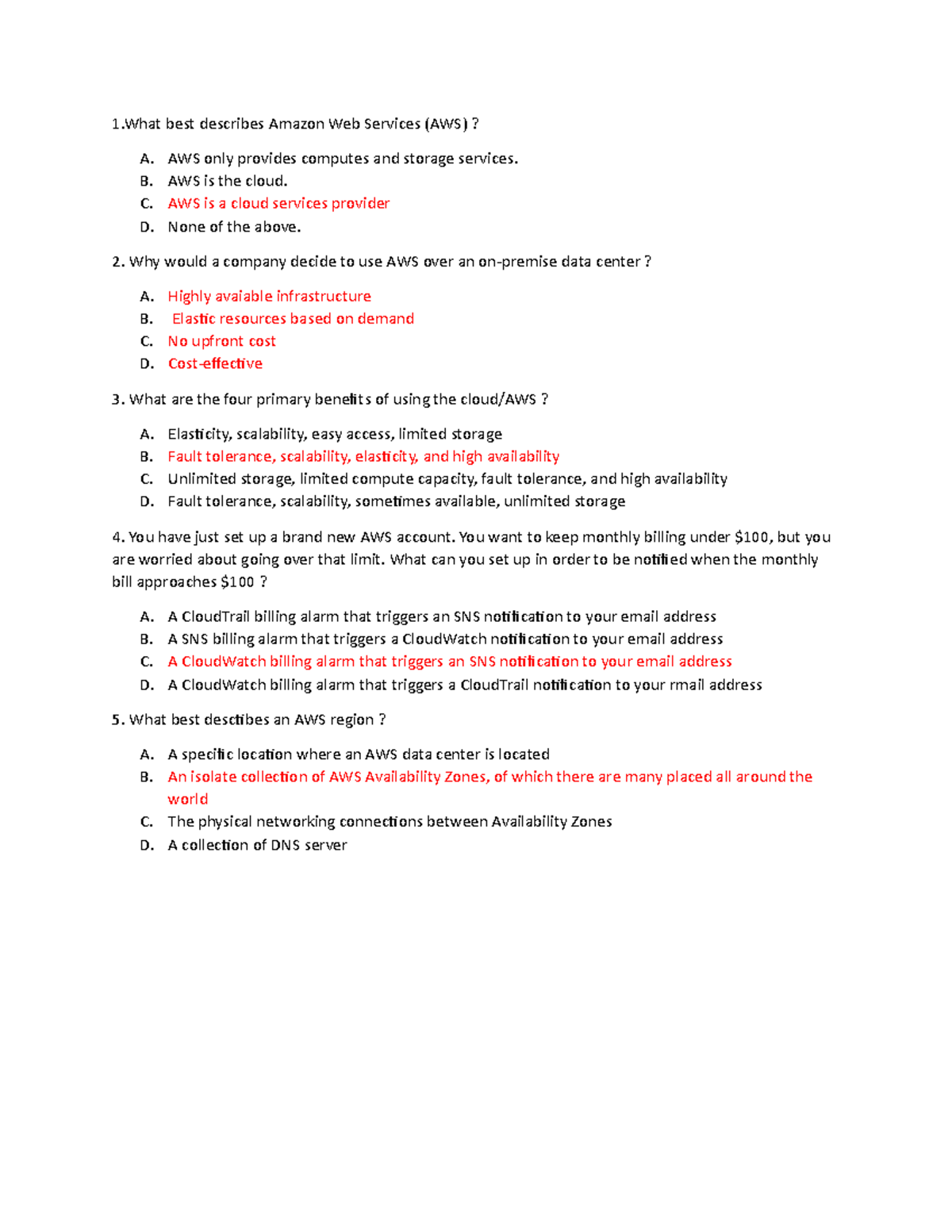 AWS Questions Vp - 1 best describes Amazon Web Services (AWS)? A. AWS ...