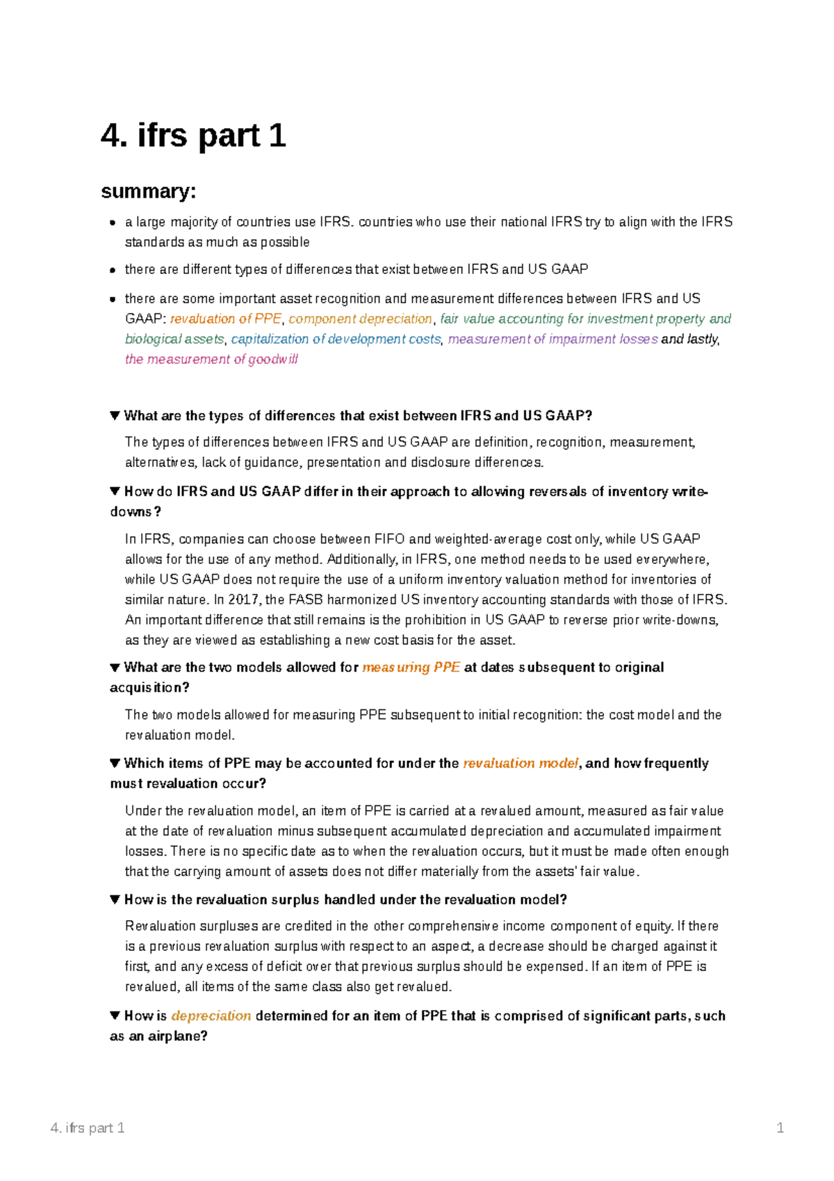 IFRS Notes Part 1 - Ifrs Part 1 1 4. Ifrs Part 1 Summary: A Large ...