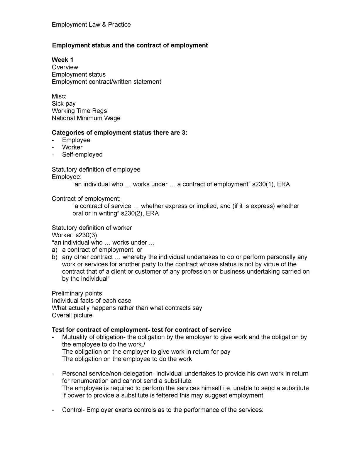 employment law assignments